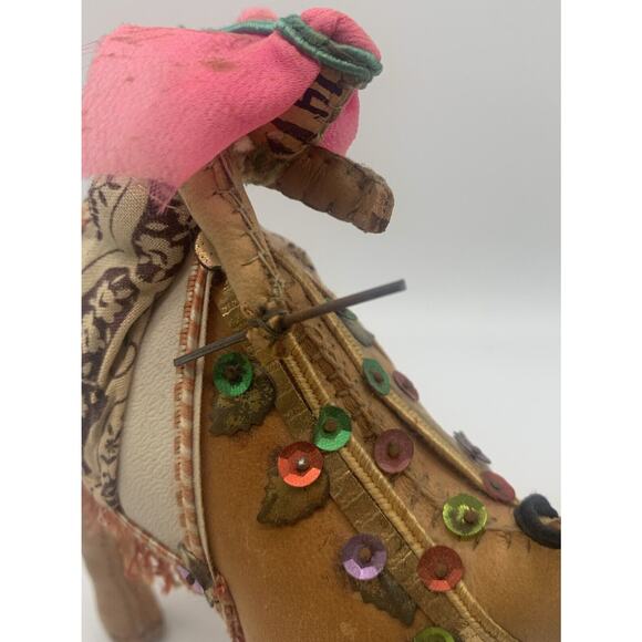 Vtg Egyptian Leather Hand Stitched Camel 2 Figurines 10” And 7” - Picture 5 of 7